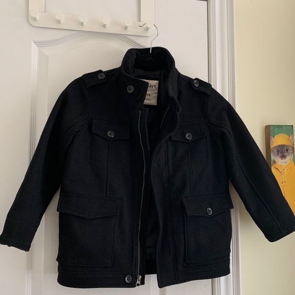 Old Navy Boy’s Black Wool Blend Coat Size S - Picture 3 of 3